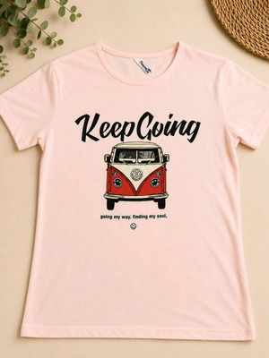 Γυναικείο T-shirt Keep Going μέγεθος M, καινούργιο, σομόν