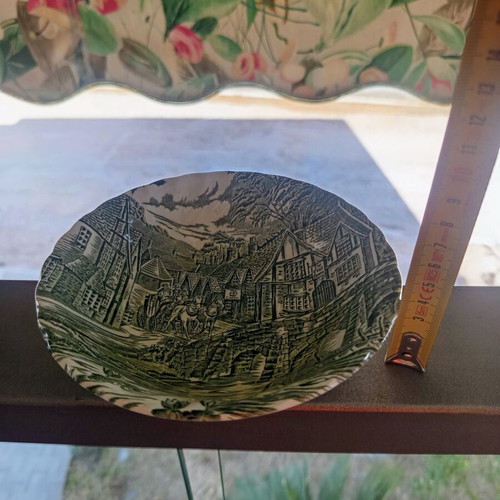 Alfred Meakin The Post House vintage green transferware bowl