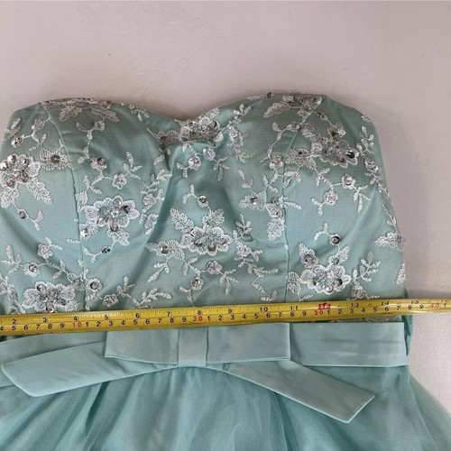Beaded lace prom party dress turquoise, like new, size M-L