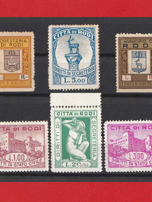 Rhodes stamps used, municipal Italian period 1936-1946