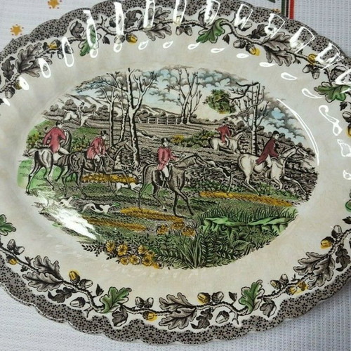 Myotts Country Life oval serving platter vintage used 29x23 cm