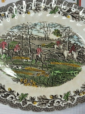 Myotts Country Life oval serving platter vintage used 29x23 cm