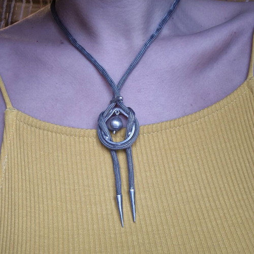 Lalaounis 925 Silver Necklace used with Snake-Bone Chain and Knot