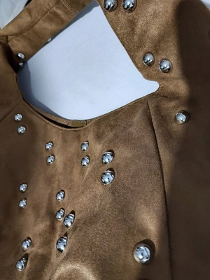 H&M handheld bag light brown with studs new