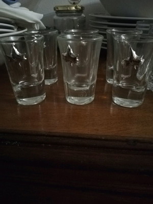 Liqueur glasses like new, set of 6 with silver decoration