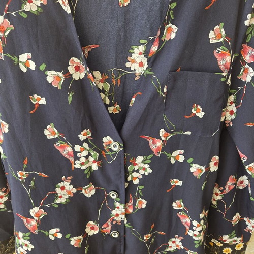 Boohoo Floral Print Shirt Dress like new, navy blue with multicolor print