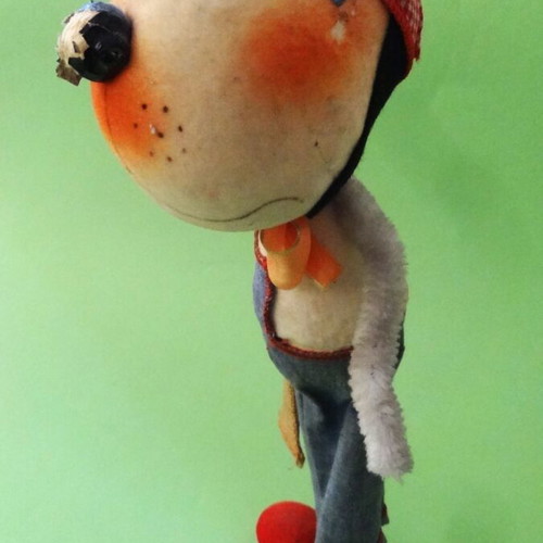 Vintage Snoopy Doll used, mixed materials and wood, 1970s