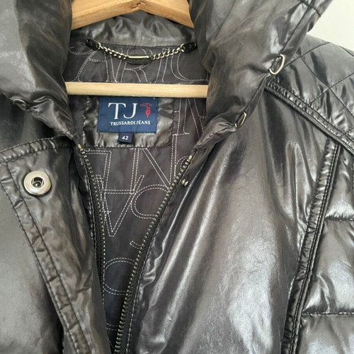 Trussardi Jeans women's long puffer jacket size 42 used, black
