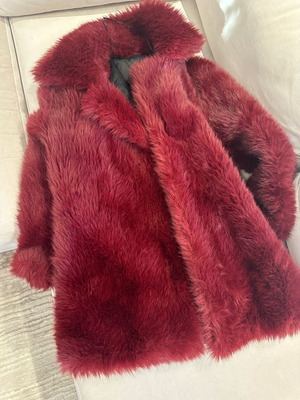 Mango women's synthetic fur used, burgundy, size L