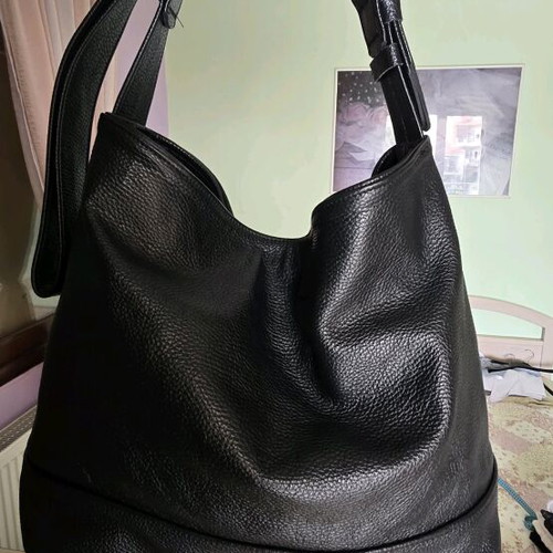 Leather bag new large capacity, black