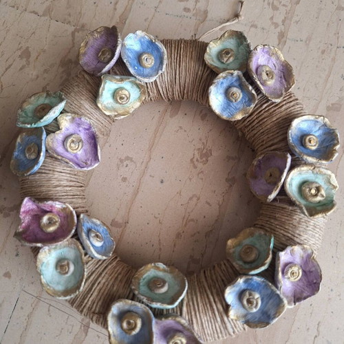 Handmade decorative wreaths set of 2 with anemones new