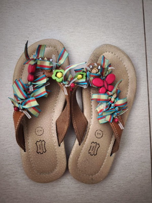 Leather sandals kids size 31 used, brown with decoration