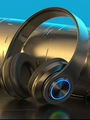 Bluetooth wireless over-ear headphones with LED light