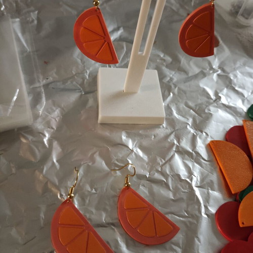 Our Grapefruit pink orange earrings 3D printed hand painted