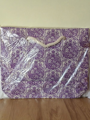 Large Boho Purple Pattern Beach Bag with Rope Handles
