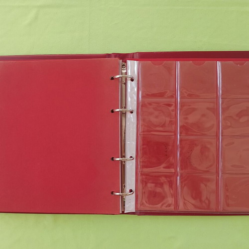 Coin album used, large size with 4 rings and 6 sleeves