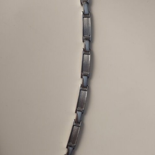 Silver 925 Unisex Bracelet with Rectangular Links, matte and glossy finish