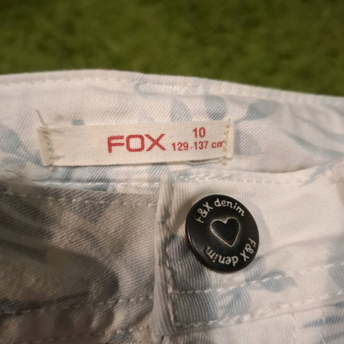 Fox slim pants, white and turquoise, size 8 years