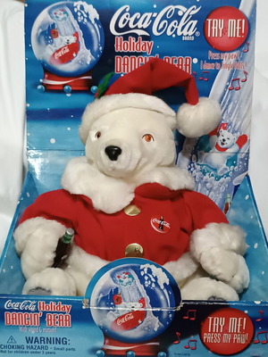 Συλλεκτική λούτρινη Thirsty Bear της Coca Cola μεταχειρισμένη, Χριστουγεννιάτικη έκδοση 1999