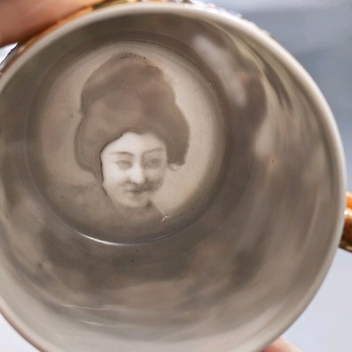 Satsuma Lithophane Geisha Japanese porcelain coffee set like new