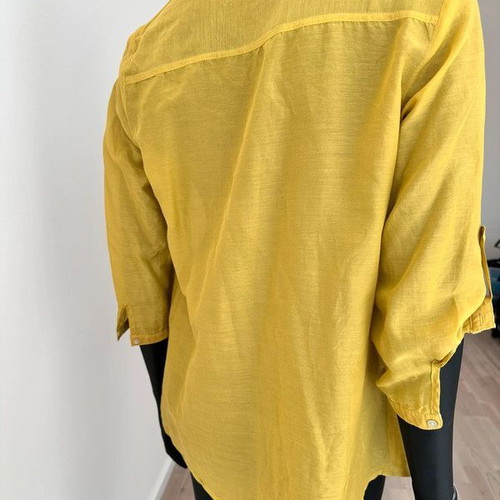 Yellow mustard shirt XL made of silk and cotton like new, boho chic