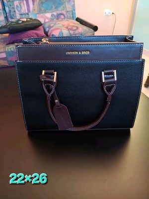 Handbag and crossbody bag new black with brown details