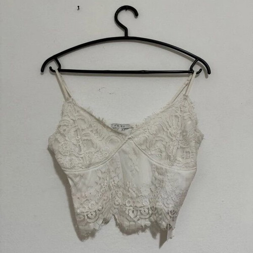 Evening top used, size Large, white with adjustable straps