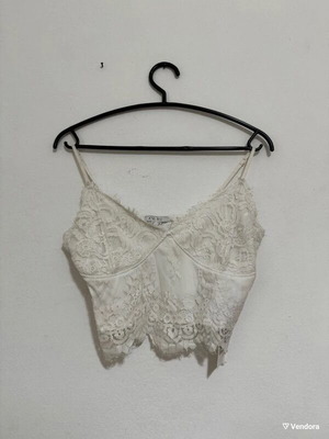 Evening top used, size Large, white with adjustable straps