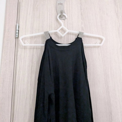 Sfera black blouse like new with shoulder cutouts and silver details