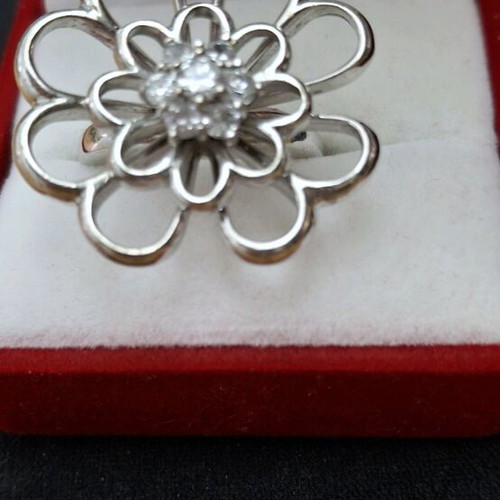 Silver 925 ring plated with white zircon new