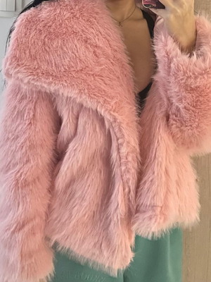 Pink fur like new, size S