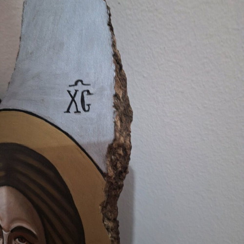 Jesus Christ icon new with egg tempera on wood panel 30x17