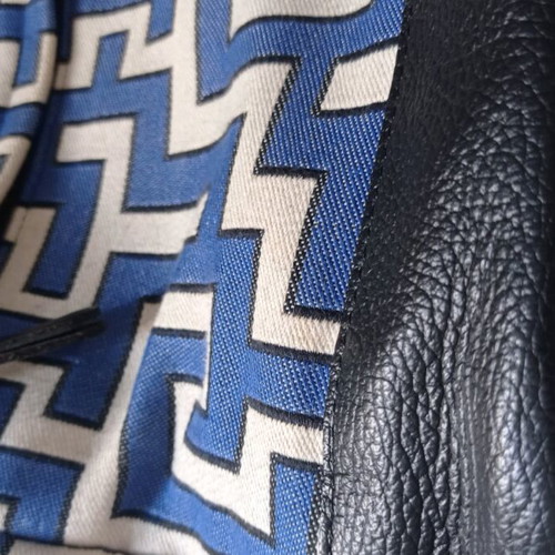 EL BAGS backpack like new, canvas with leather details, blue-white