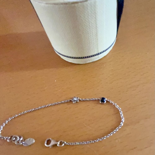 Tous silver 925 chain bracelet with rhinestone bear, gold color