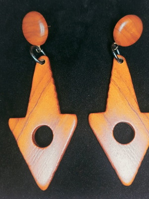 Κρεμαστά σκουλαρίκια φυσικό ξύλο vintage αρχές 90's, σαν καινούργια, γεωμετρικά