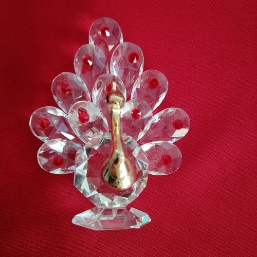 Crystal peacock new, elegant decorative with bronze