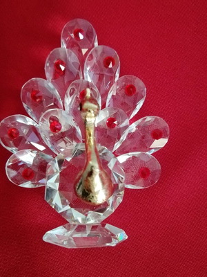 Crystal peacock new, elegant decorative with bronze