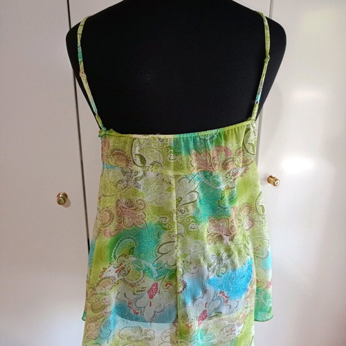 Fairy mesh top used, green shades, size M-L