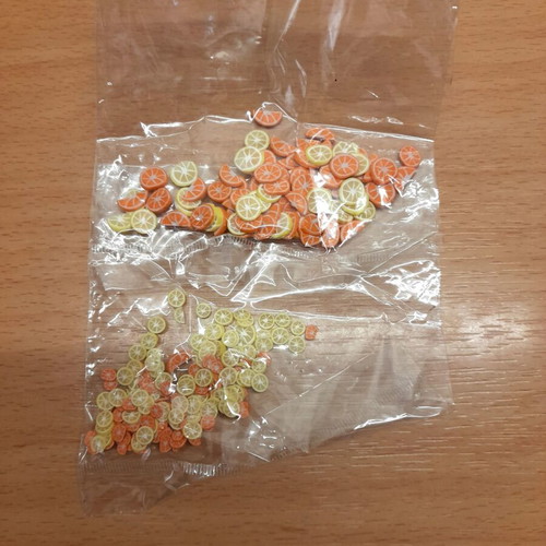Handmade polymer clay slices new, orange and lemon pieces
