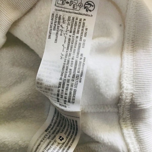 Abercrombie & Fitch white embroidered crop hoodie new with tags, size XXS