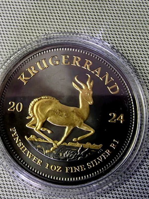 Krugerrand 2024 coin 1 oz silver with gold new