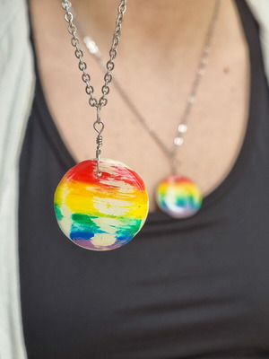 LGBT Flag Handmade Necklace with Stainless Steel Chain made-to-order