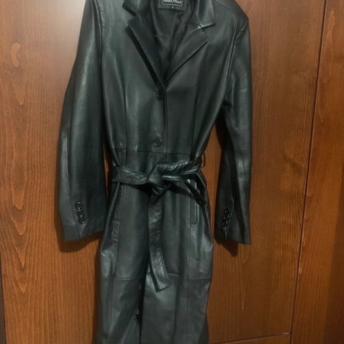 Leather trench coat like new, black, size S