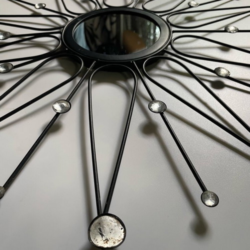 Decorative wall art used, black metal star frame with mirror
