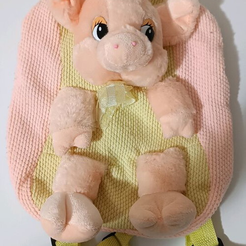 Children's piglet bag like new, yellow and orange