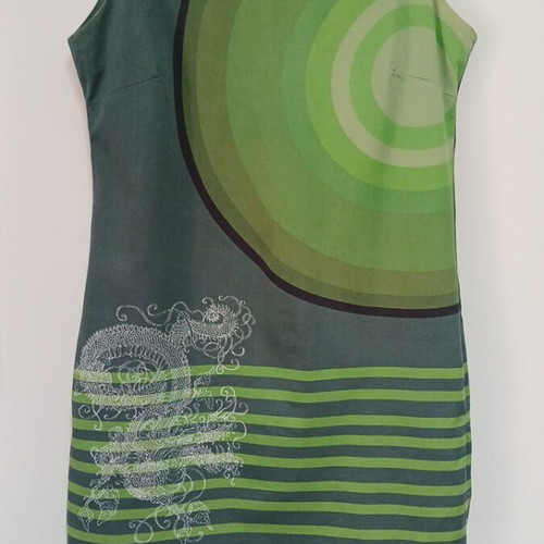 Desigual dress used, cotton, elastic, green