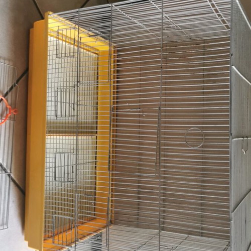 Spacious bird cage for breeding with removable divider and plastic trays