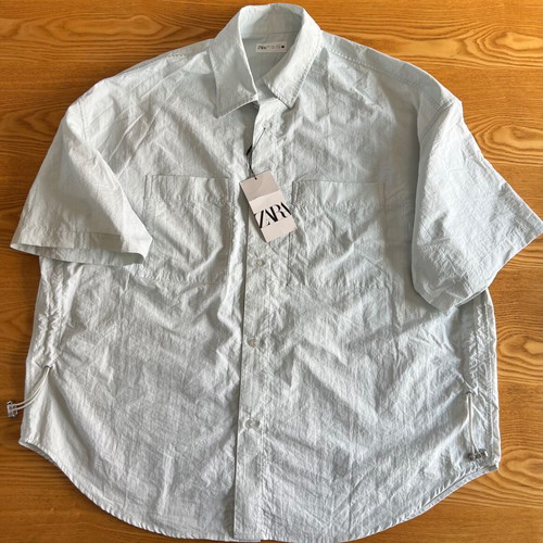Zara Oversized Technical Fabric Shirt, pale green L