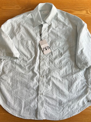 Zara Oversized Technical Fabric Shirt, pale green L