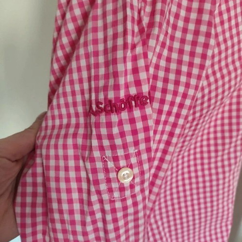 Schoeffel women's pink-white checkered shirt like new, size L/XL